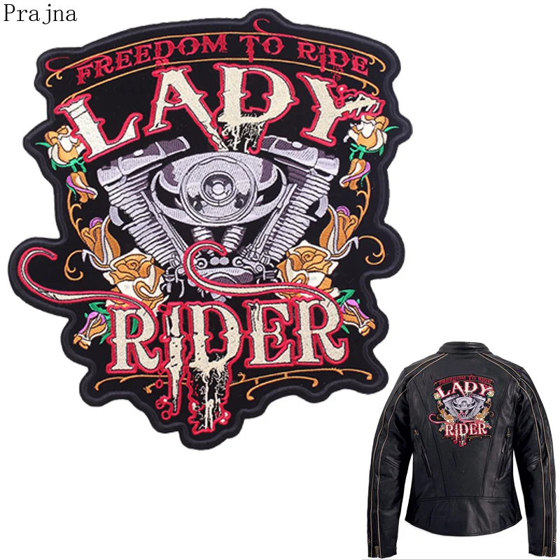 

Prajna Custom Motorcycle Patch Applique Iron On Embroidered Patches For Biker Clothes Stickers Big Punk Skull Patch Jacket Decor