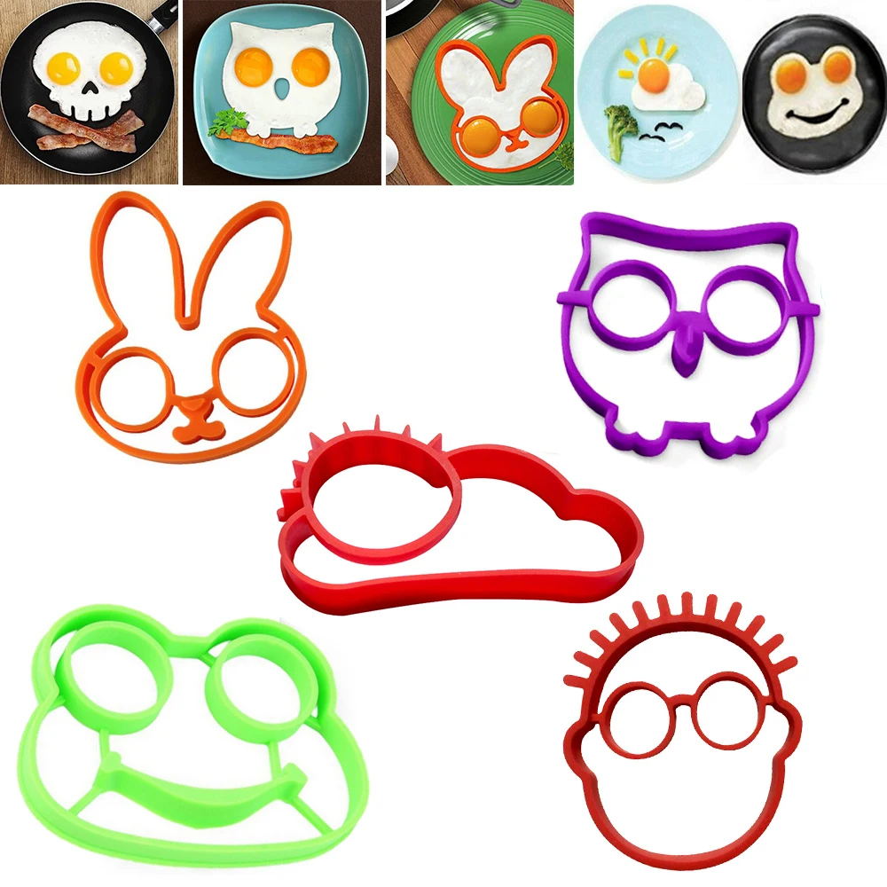 

Silicone Rabbit Owl frog Smile Fried Egg Mold Non-stick Silicone Ring Shaper Cooking Tools Kitchen Gadgets for egg Kid Gift