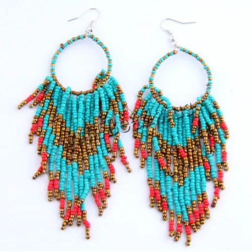 

Fashion jewelry Statement Earring Drop Earring Bohemian style Glass Seed Beads earings for women pendientes more colors