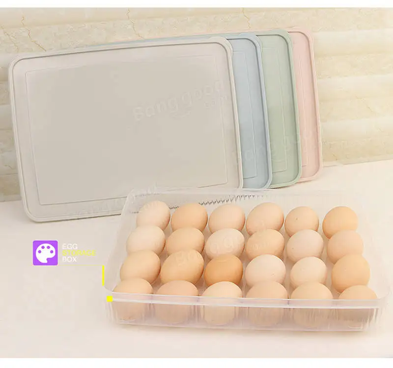 KCASA KC-ES01 24 Slots Egg Refrigerator Storage Holder Organizer Kitchen With Dust-Proof Lid