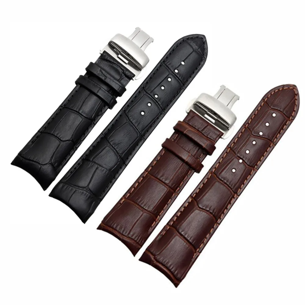 

Handmade Genuine Leather Curved End Watchband 22mm 23mm 24mm For Tissot T035 Watch Band Strap Steel Buckle Wrist Bracelet