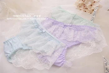 

Princess sweet lolita underwear Japanese Low waist briefs Gorgeous lace fold milk silk briefs,underwear BDJ051