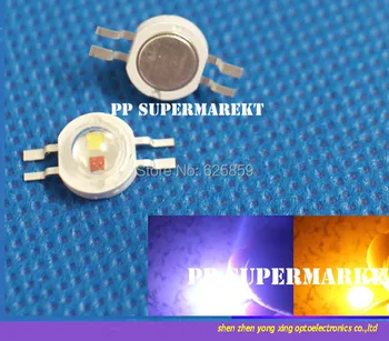 

50pc 3W High Power 2chip Mixed Color LED Yellow 585 + White 6000k led Chip