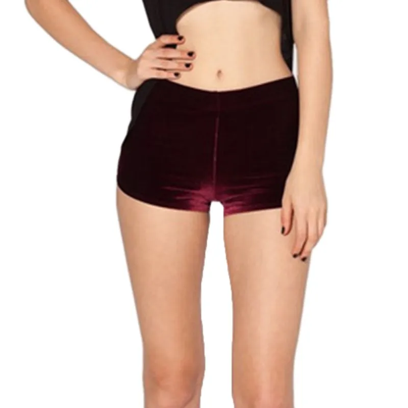 

Women velvet Elastic shorts casual High waist utumn winter sexy elegant skinny shorts nigh club wear hot shorts bottoms