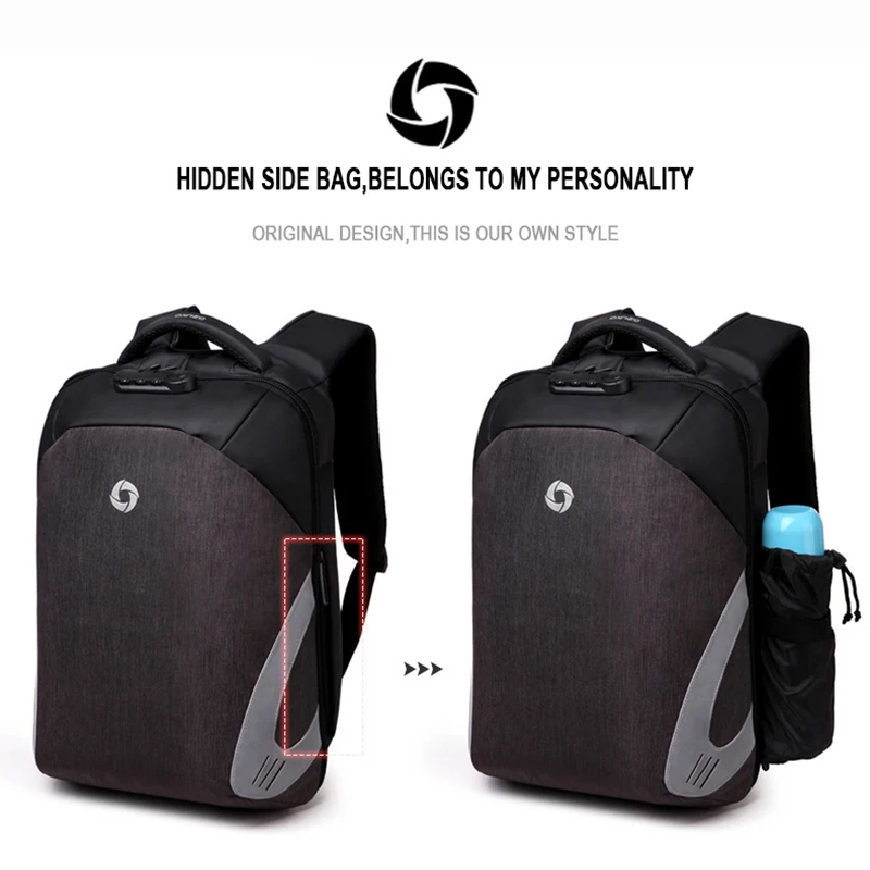 Ozuko moda mochila casual multifunción USB carga 15.6 mochilas portátiles Contraseña de bloqueo antirrobo mochila masculina mochila Ozuko moda mochila casual multifunción USB carga 15.6 mochilas portátiles Contraseña de bloqueo antirrobo mochila masculina mochila
