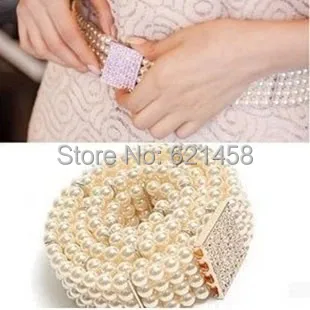 

All-match pearl rhinestone belly chain women's belly chain elastic waist band cummerbund fashion female belt