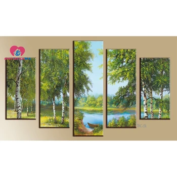 

5PCS Full Diamond Embroidery tree 5d Diy Diamond Painting landscape Full Mosaic wall Modular pictures Multi-painting home decor