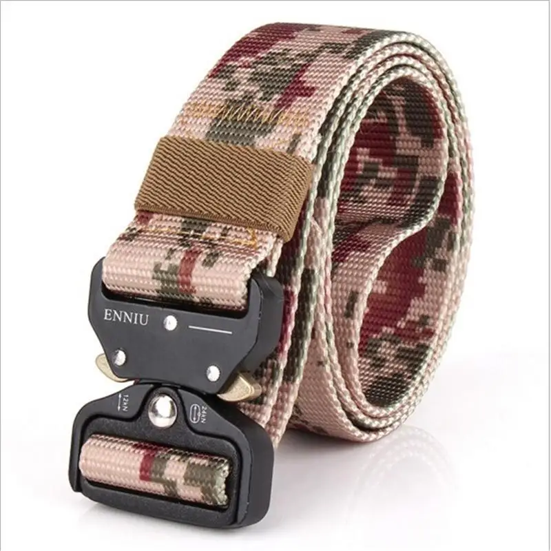 SupSindy мужской холщовый ремень с металлической вставкой и пряжкой, Военный нейлоновый тренировочный ремень, армейские тактические ремни для мужчин, камуфляжный мужской ремень - Цвет: Camouflage B
