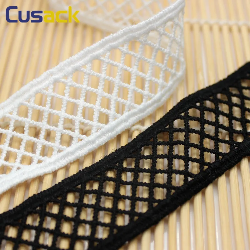 

3 meter 1 inch White Black Mesh Lace Trims Applique Polyester/Cotton Costume Trimmings Ribbon Home Textiles Sew on