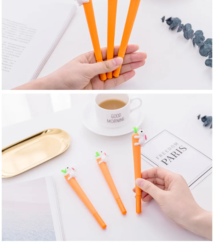 Jon Von Sat One 12 шт. креативная гелевая ручка с морковкой и кроликом для девочек, Офисная обучающая ручка, тестовая водная ручка