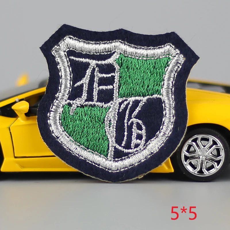 

1Pc Silver green kid happy Iron On Embroidered Patch For Cloth Cartoon Badge Garment Appliques