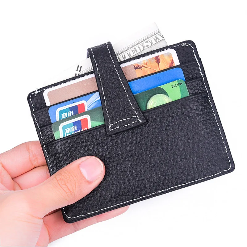 

New Genuine Leather Credit Card Holder ID Card Case Small Organizer Purse Mini Men Wallets Slim Purse For Man