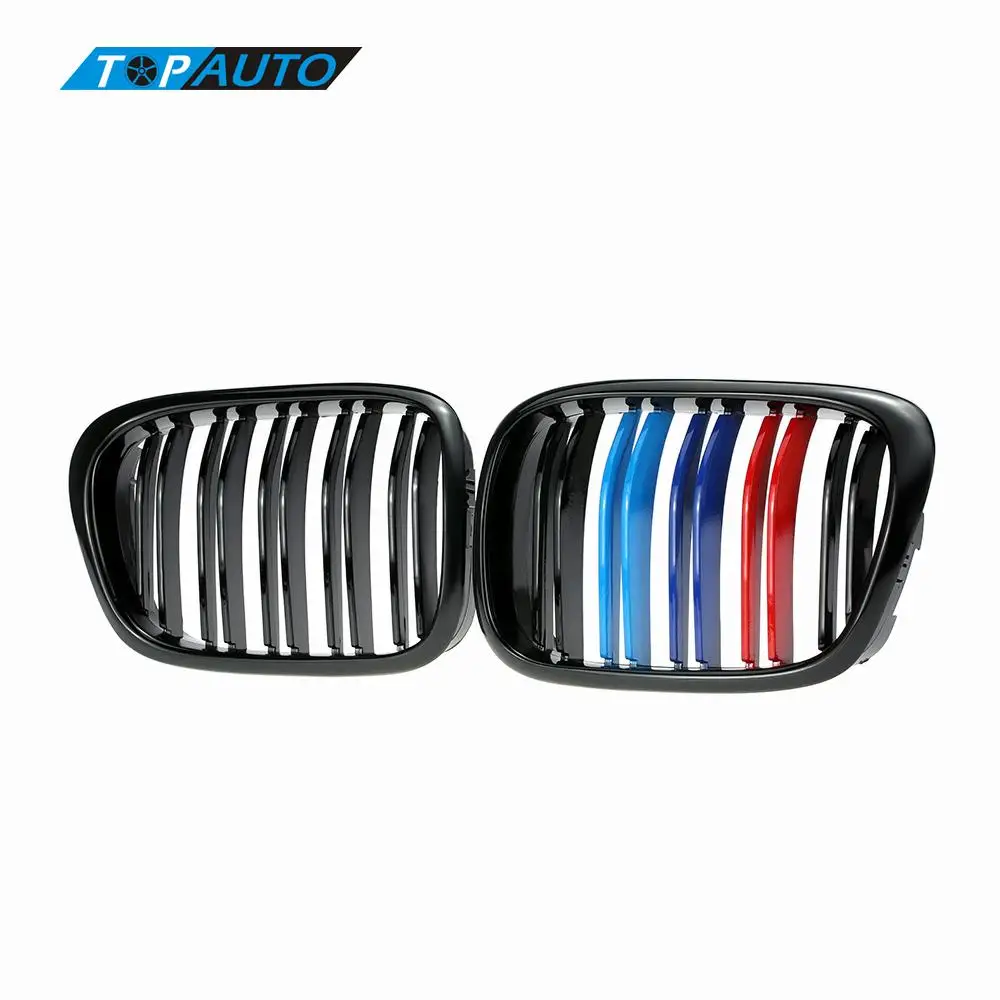 

for BMW E39 One Pair Front Center Kidney Grilles Gloss Black Mixed Color Grill 518 520 523 525 528 530 1999 2000 2001 2002 2003
