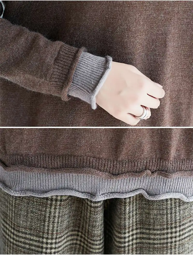 Autumn Casual Turtleneck Sweater Long Sleeve Women Plus Size Loose One Piece Knitted Sweater MMHH733