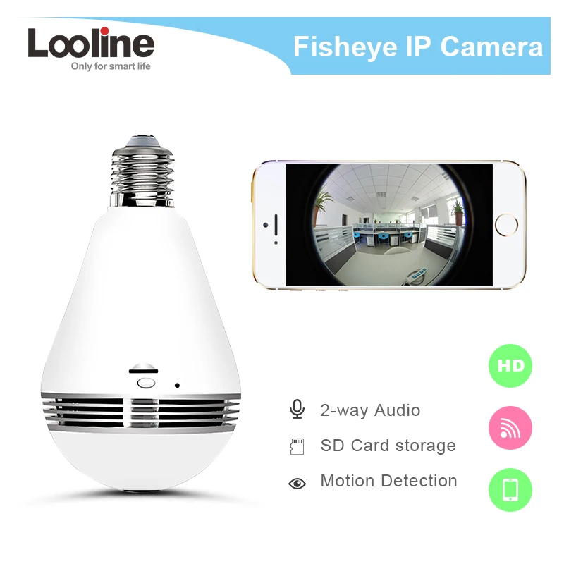 

Bulb Lamp Wireless Camera Fisheye 360 Degree Video Camera Looline 1.3MP CCTV Home Security 3D VR Panoramic Surveillance Camera