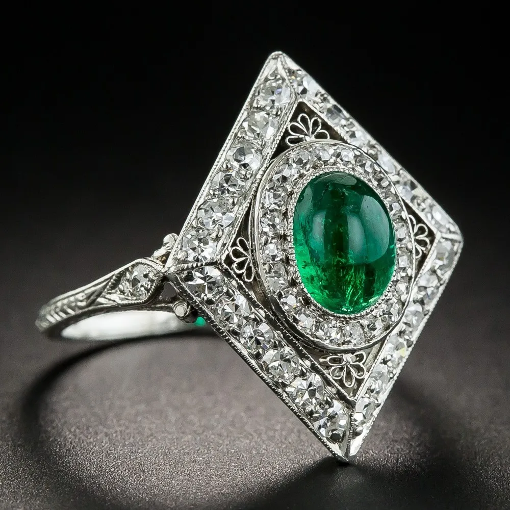 В виде геометрических фигур большие кольца для мужчин и женщин 925 серебристо-зеленый камень для родившихся в мае обручальное кольцо, циркон, кристалл, Турецкая ювелирные изделия Изумрудное кольцо