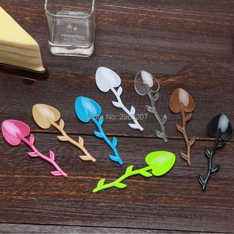 

5000pcs Leaf Shape Cake Ice cream Spoon Disposable Party Plastic Spoons Kids Tool Decor Pudding Decoration