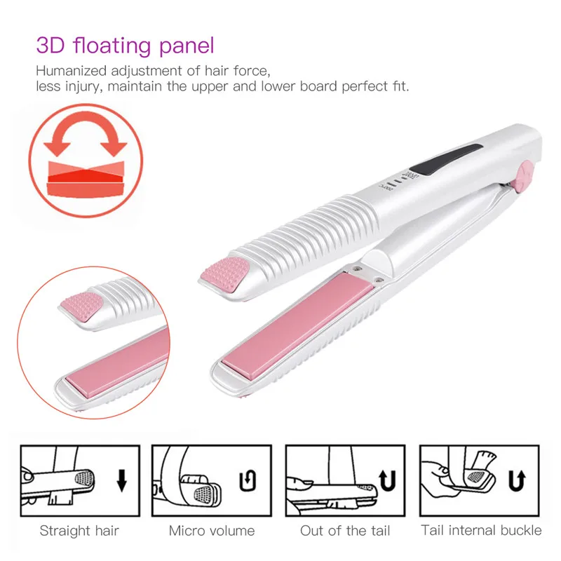 Беспроводной USB Перезаряжаемый Керамический выпрямитель для волос, бигуди, 3D плавающая пластина, 2 в 1, щипцы для завивки волос, утюжок для выпрямления волос
