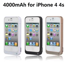 Free shipping New 4000mAh External Backup Battery Charger Power Case for iPhone 4 4s Power Bank Mobile Charger Case