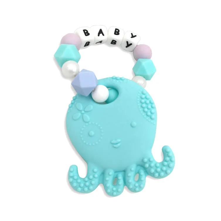 

Octopus bracelet food-grade silicone teether baby chewable toy easy to grab custom wiith baby name within 7 letters