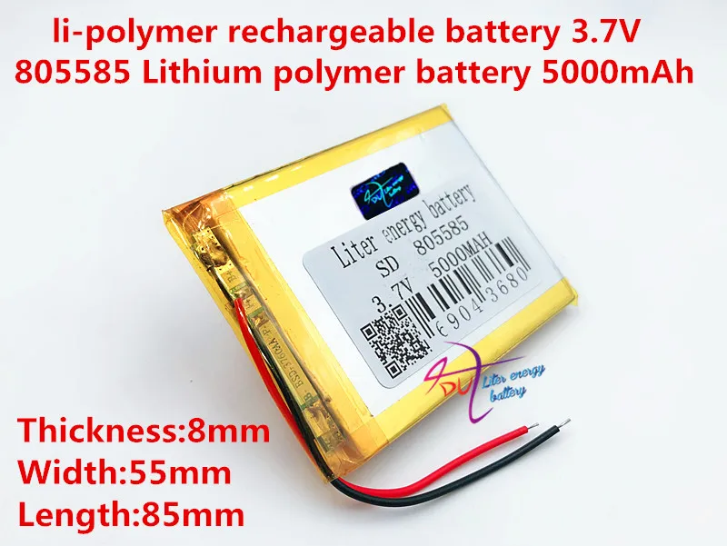 3,7 в 5000 мАч 805585 литий-полимерный литий-ионный аккумулятор для Mp3 MP4 MP5 gps mobile