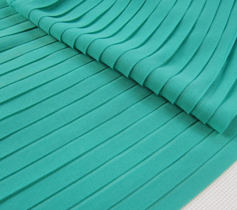 

3 Meters Width 150CM 59" 75D Green Ruffled Pleated Crumple Silk Chiffon Lace Fabric Solid Dress Clothes Materials LX20