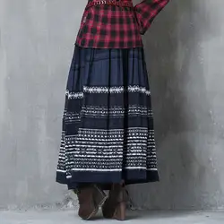 Новая длинная юбка с вышивкой для весенней одежды 2019