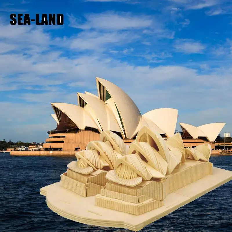 3D Diy деревянные пазлы игры игрушки для детей Сиднейский оперный дом головоломка Монтессори игрушка вызов мудрости хобби подарок для взрослых