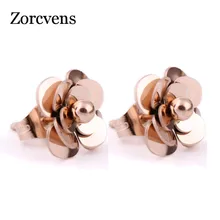 ZORCVENS Модные женские серьги из нержавеющей стали 316L розовое золото цвет цветок серьги гвоздики