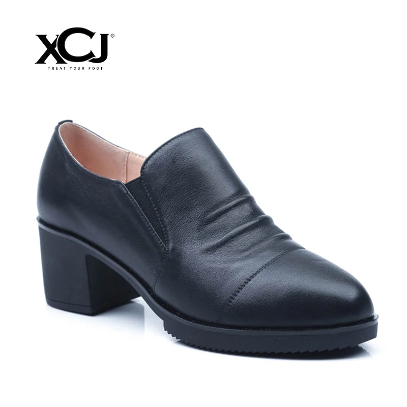 

Women's Shoes Spring Autumn Genuine Leather Women Pump With Platform Big Size High Quality Brand Women Dress Office Shoes XCJ