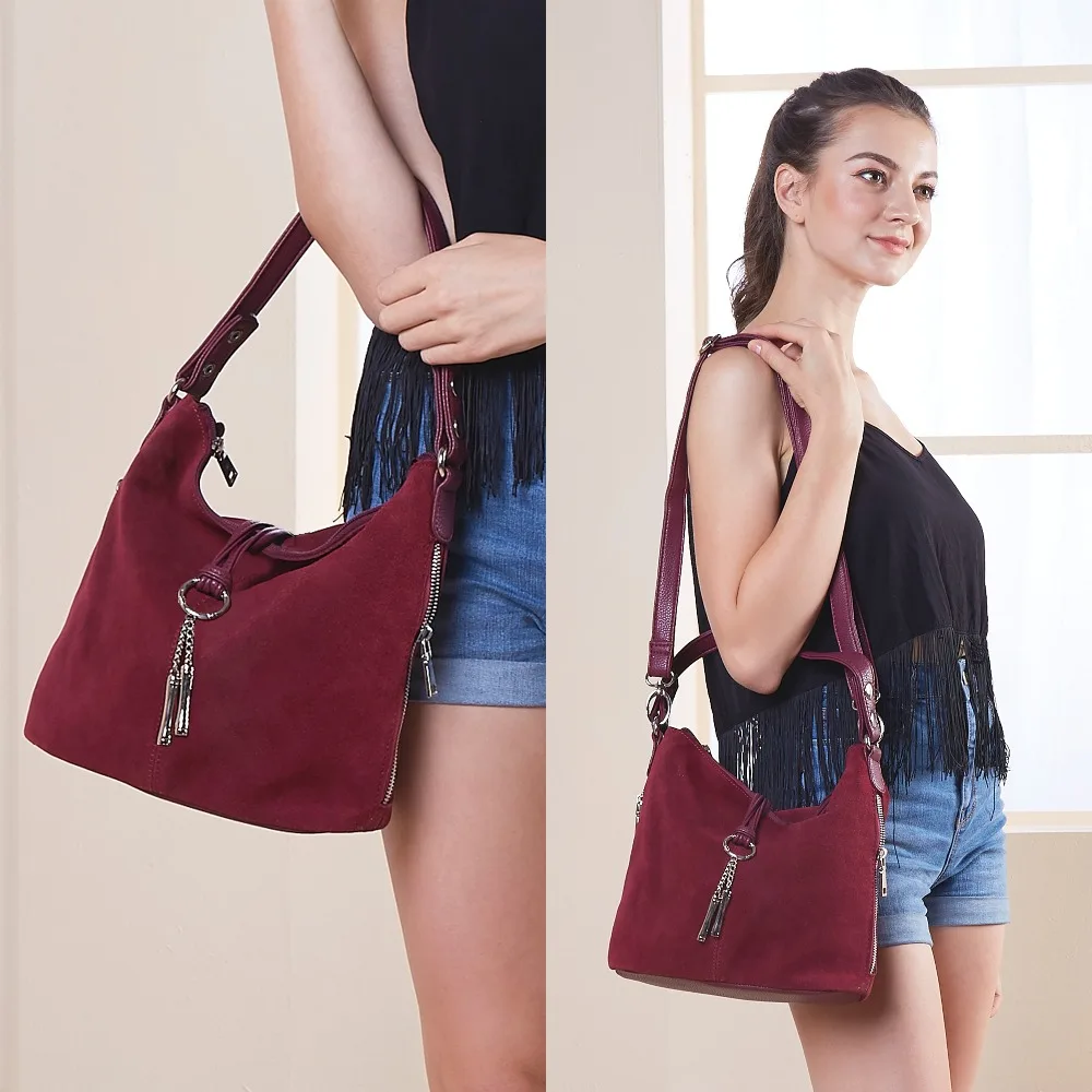 2018 moda mujer Split cuero bolso de hombro mujer gamuza Casual bandolera Casual señora mensajero Hobo Top-handle bolsos 2018 moda mujer Split cuero bolso de hombro mujer gamuza Casual bandolera Casual señora mensajero Hobo Top-handle bolsos
