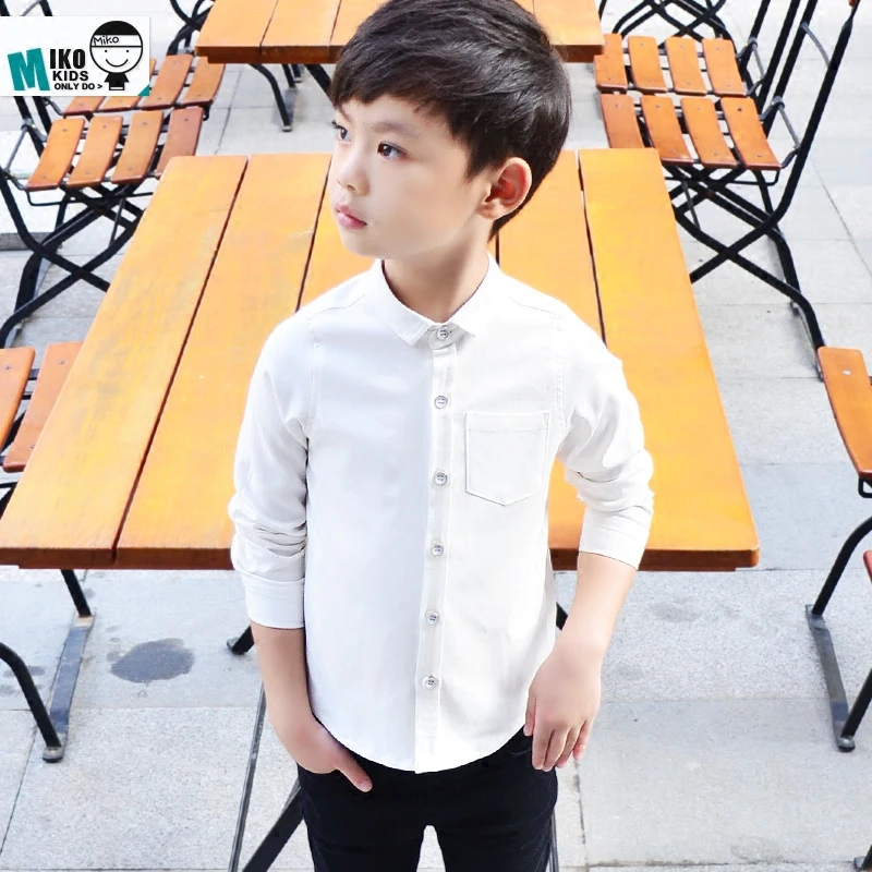 

White Shirts for Boys Spring Kids Boy Black Solid Color Buttons Shirts 2018 Toddler Formal Blouses Baby Tops New Arrival T83005A