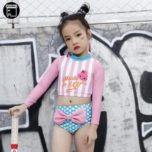 USEEMALL/ брендовый купальник для маленьких девочек с длинными рукавами, два предмета, купальники, милые детские купальные костюмы для маленьких девочек, розовый, желтый цвет