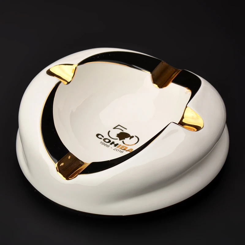 

COHIBA High-definition fashion 4 Holder Ceramic Large Size Round Cigar Ashtray