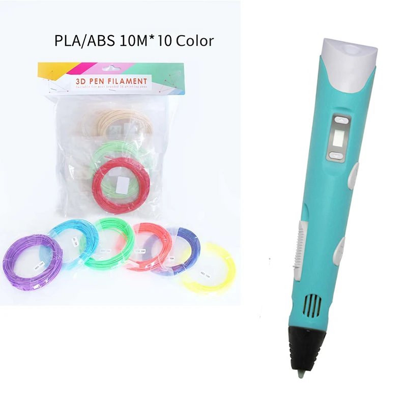 Blue 10 Color 3D Ручка обучающий креативный набор игрушки для детей пластиковый для чертежей креативность искусство и ремесло набор Живопись развивающий подарок для детей - Цвет: Blue 10 Color