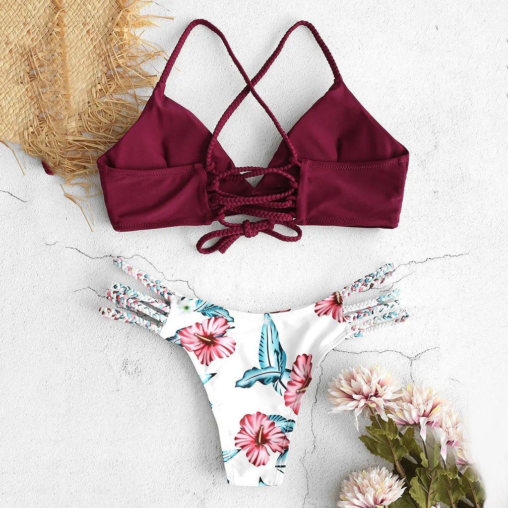 

Swimsuit High Waist Sexy Swimwear Swimsuit women Bikini Cut Flower Two Piece Swimsuit Swimwear Beachwear beach wear#16