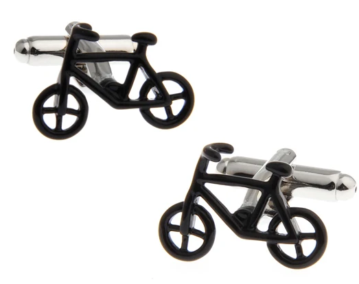 

New Arrival High Quality Gifts for Men Designer Cuff links Copper Material Black Bicycle Design Enamel CuffLinks Free Shipping