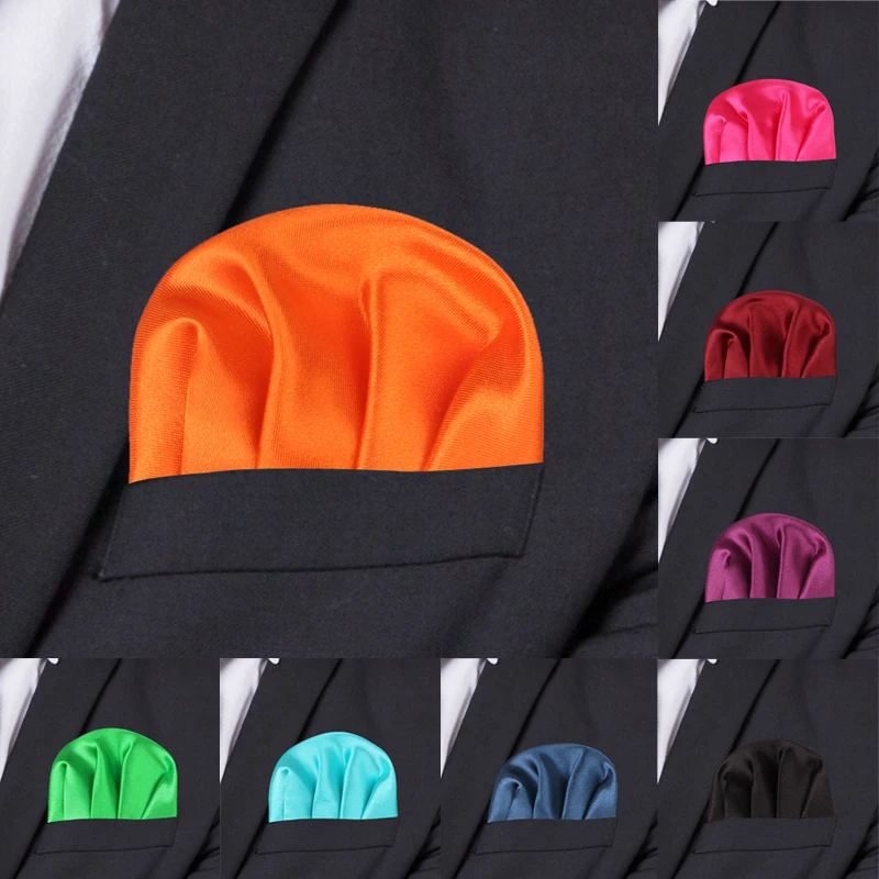 Модный Одноцветный Шелковый Атласный носовой платок конфетного цвета для костюмов, Карманный платок для мужчин, бизнес полотенце для сундуков, носовой платок