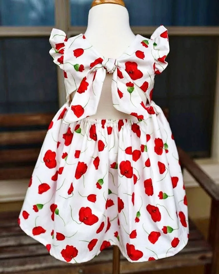 Новое летнее милое платье с цветочным принтом для девочек Хлопковое бальное платье с короткими рукавами и цветочным принтом для девочек От 1 до 6 лет