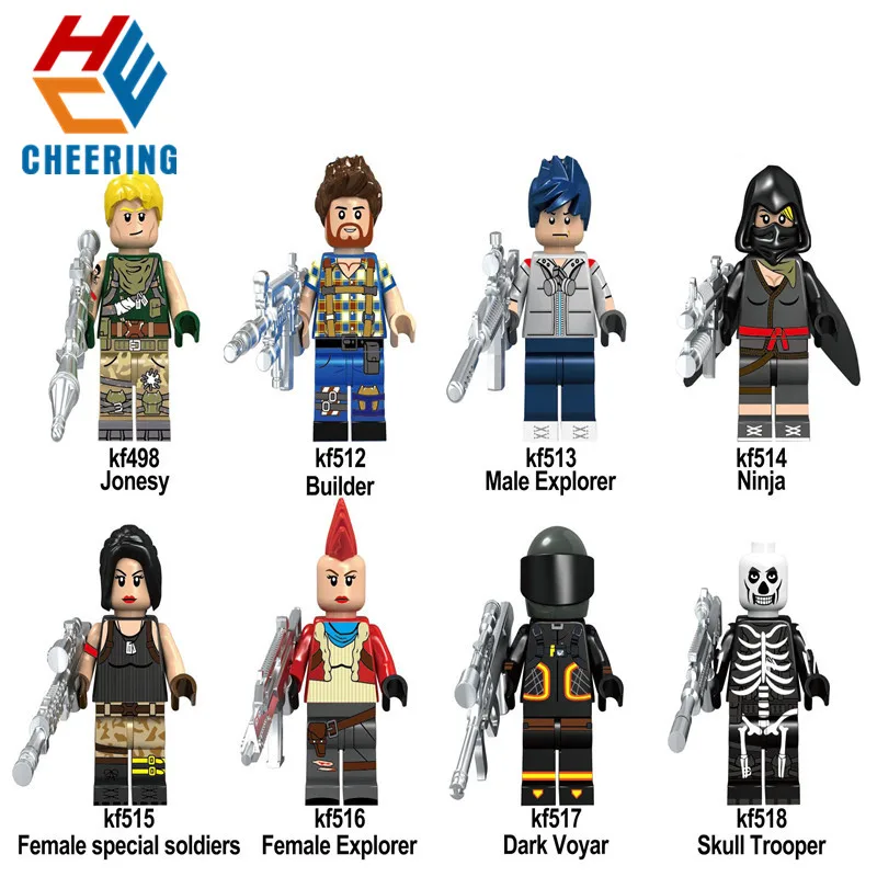 

8Pcs/Set Figures With Real Metal Weapon Game Fortnight Model Wars Series Building Blocks For Children Christmas Toys Gift KF6038