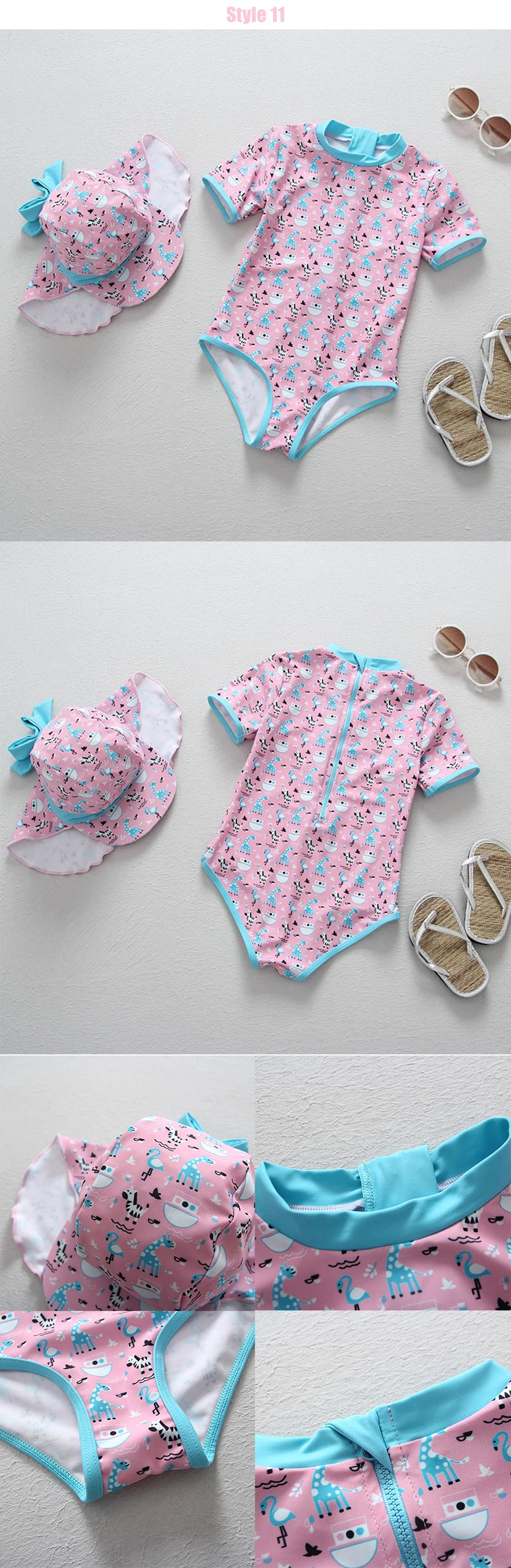 Animados para Crianças Bebê Swimwear Menina 1 3 Anos Bebê Recém nascido Swimsuit One Piece Maiô Flamingo Impresso Floral Maiôs Desenhos 17 Cheap Maiôs
