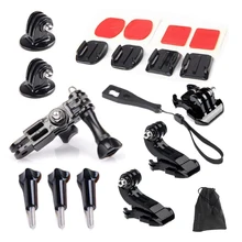Gopro Accessories Set Kits Quick Base Adapter 3 Way Arm Tripod Mount for SJCAM SJ4000 SJ6000 GoPro 4 3 Xiaomi yi 4K Eken h9r