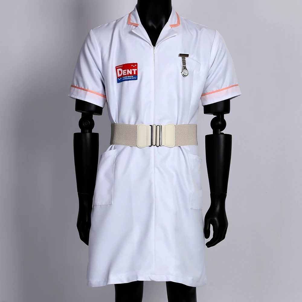 BatmanThe Dark Knight Joker Nurse Costume Cosplay Costumes White Nurse Uniform Halloween Party Props Dress Belt Watch1