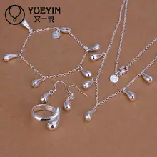 Новые Романтические conjuntos ювелирное изделие плата с серебряным покрытием украшения с каплями воды наборы для Для женщин вечерние колье комплекты ювелирных украшений S217