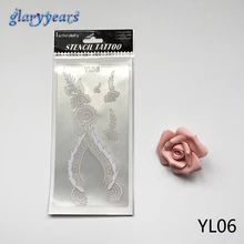 Цельнокроеное платье временные Для женщин Для мужчин Средства ухода за кожей Книги по искусству Цветы Узор шаблон татуировки yl06 блеск лазерных Henna тату Стикеры клей Трафареты