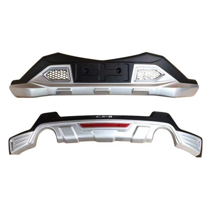 Fit For Mazda CX-3 CX3 Front+ Rear Bumper Diffuser Bumpers Lip Protector Guard skid plate ABS Chrome finish 2PES