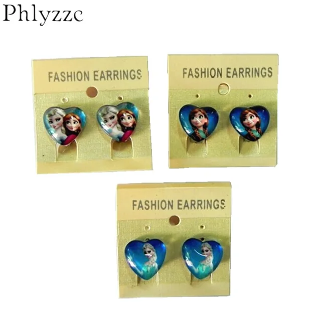 Cute Heart Kids Clip Earring Ear Rings Set S Child On Cute Heart Kids Clip Earring Ear Rings Set S Child On Earrings Gift Elsa Princess