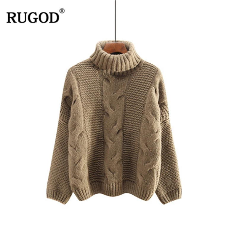 RUGOD, Ретро стиль, водолазка, кашемировый свитер для женщин,, Осень-зима с рисунком, теплый пуловер, Женский вязаный свитер, Roupas Feminina