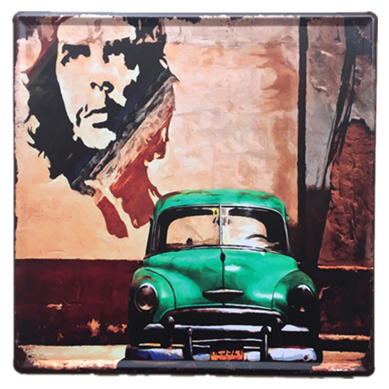 

Che Guevara Car Vintage Metal Tin Plates Sign Poster Wall Sticker Art Painting Car Pub Bar Decor Home Decorations