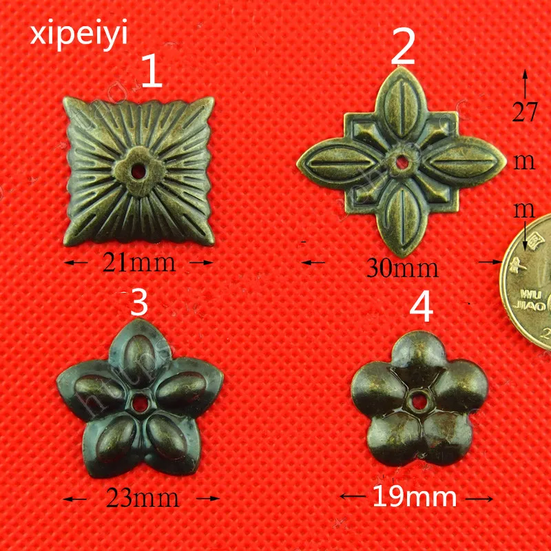 

4 Style Antique Bronze Wooden Case Gift Box Decorative Tacks Nails Irregular Plum Blossom Tack Furniture Upholstery Tack Square